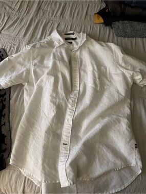 Nautica White Short-Sleeve Lightweight Shirt Jacket